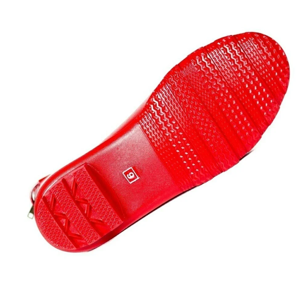 Women's Rainboots, Tall Matte Zipper Rain Boots, RB-1412, Red, Size 5